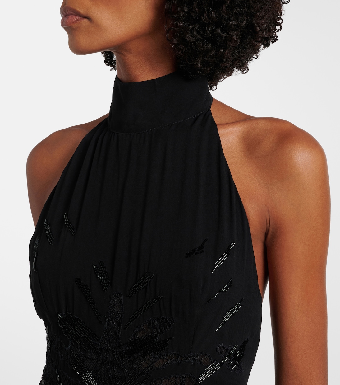 Embellished georgette and lace maxi dress | Blumarine
