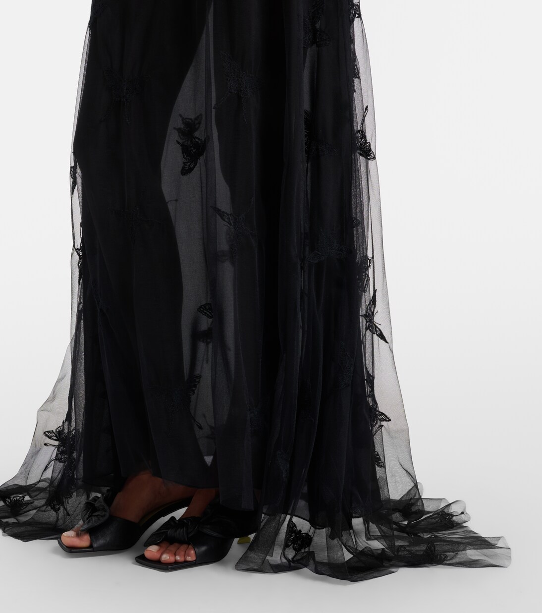 Embellished georgette and lace maxi dress | Blumarine