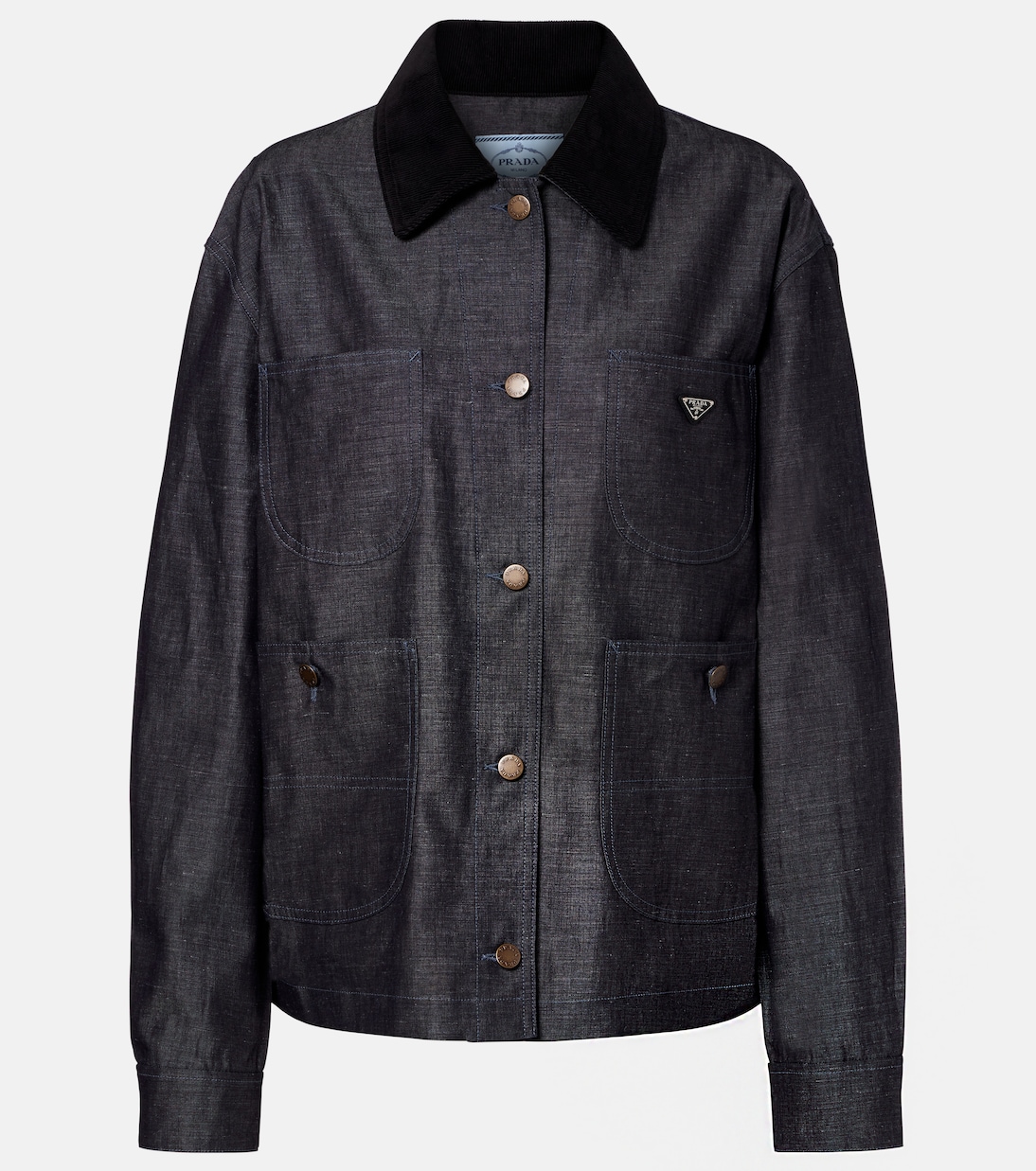 Cotton and linen chambray jacket | Prada