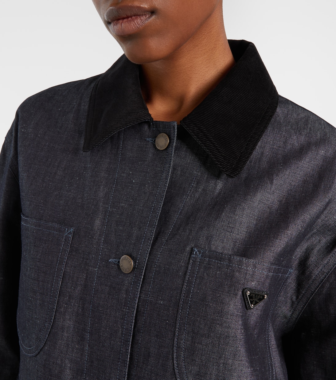 Cotton and linen chambray jacket | Prada