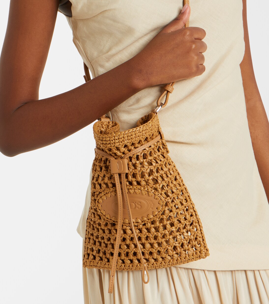 EBL Mini raffia-effect bucket bag | Tod's
