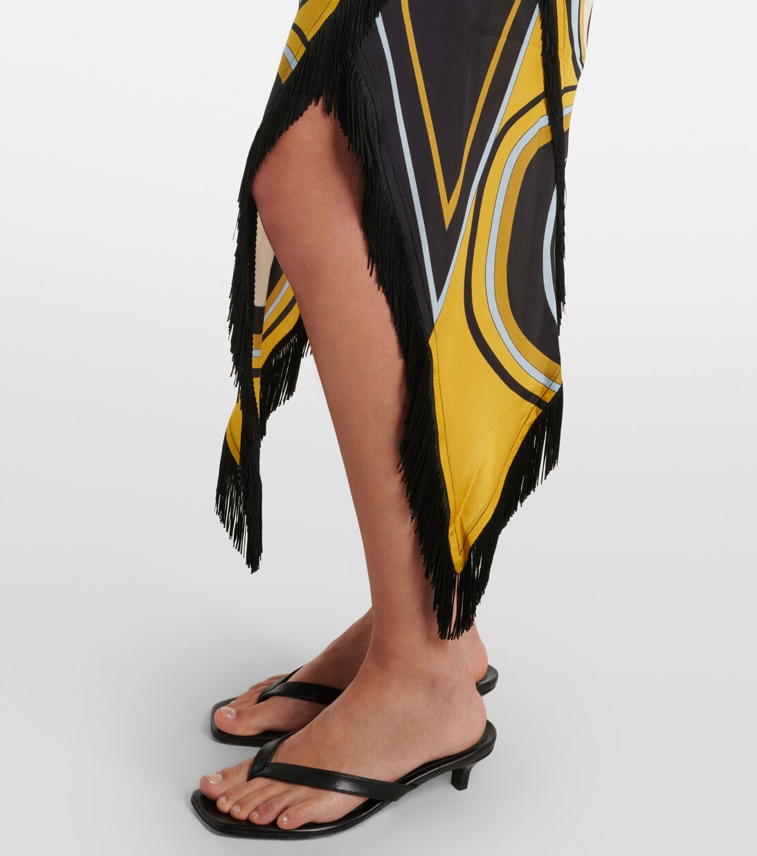 Scarf fringed printed silk voile midi dress | La DoubleJ
