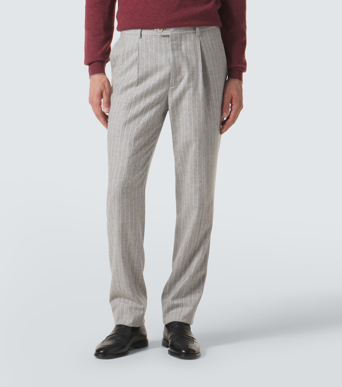Pantalones en mezcla de lana y cachemir con raya diplomática | Brunello Cucinelli