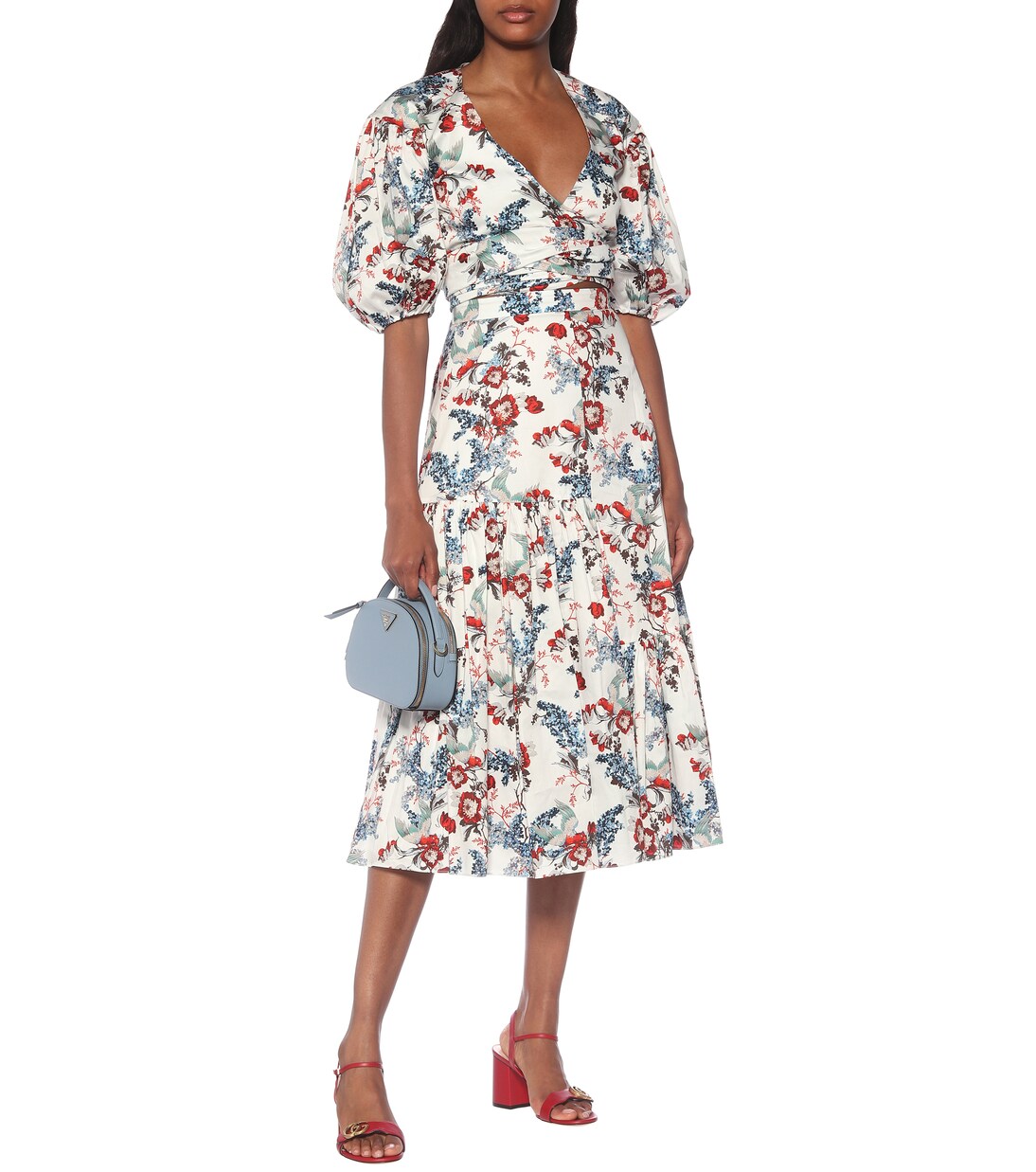 Cylenne 플로럴 코튼 포플린 크롭 탑 | Erdem