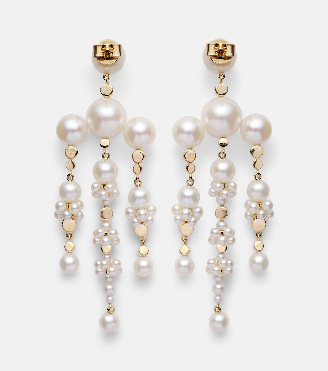 Ohrringe Jardin de Rêve aus 14kt Gelbgold (585/1000) mit Diamanten und Süßwasserperlen | Sophie Bille Brahe