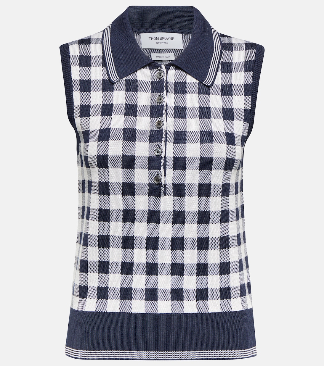 Polo en soie à carreaux | Thom Browne