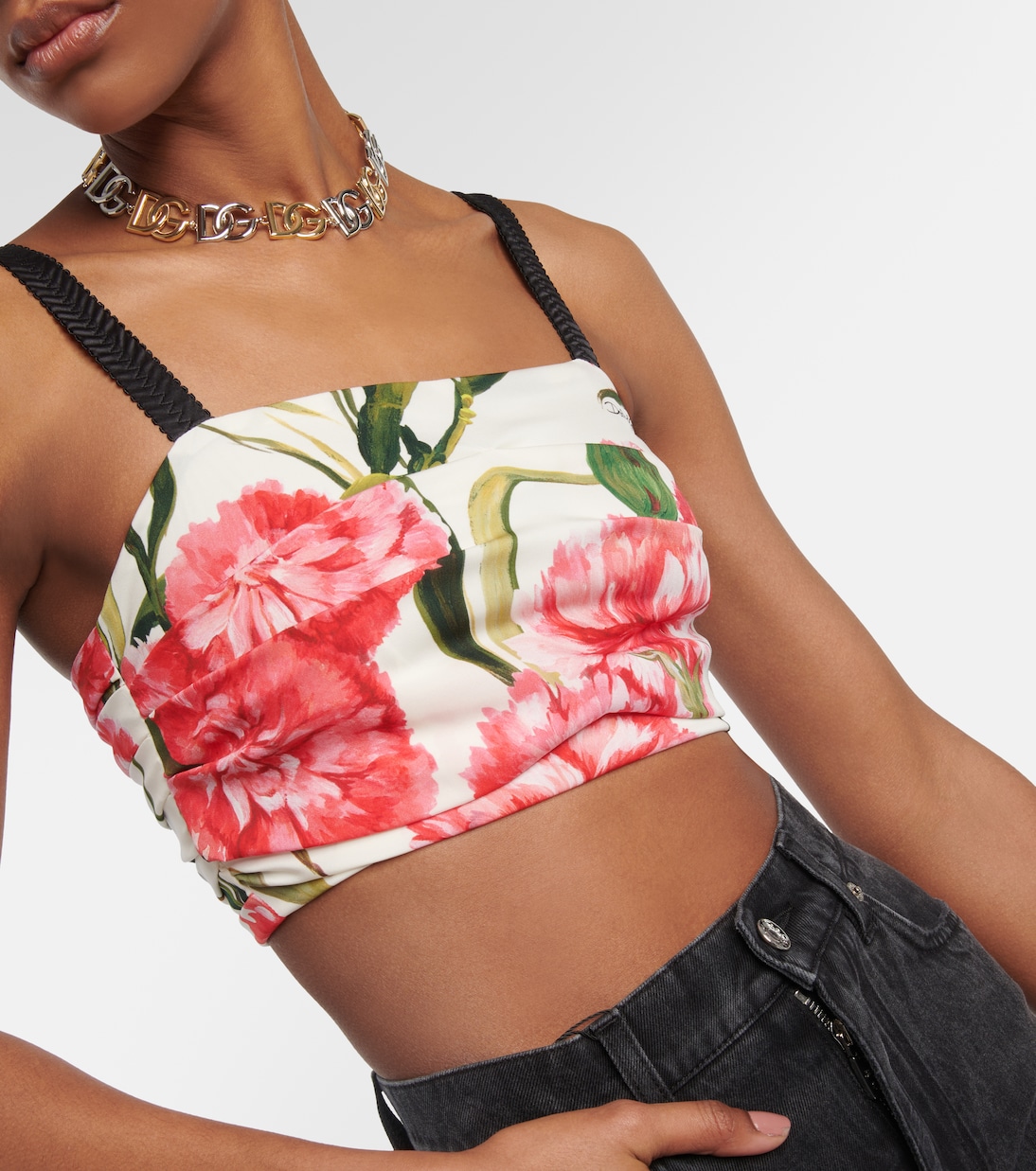 Cropped-Top aus einem Seidengemisch | Dolce&Gabbana