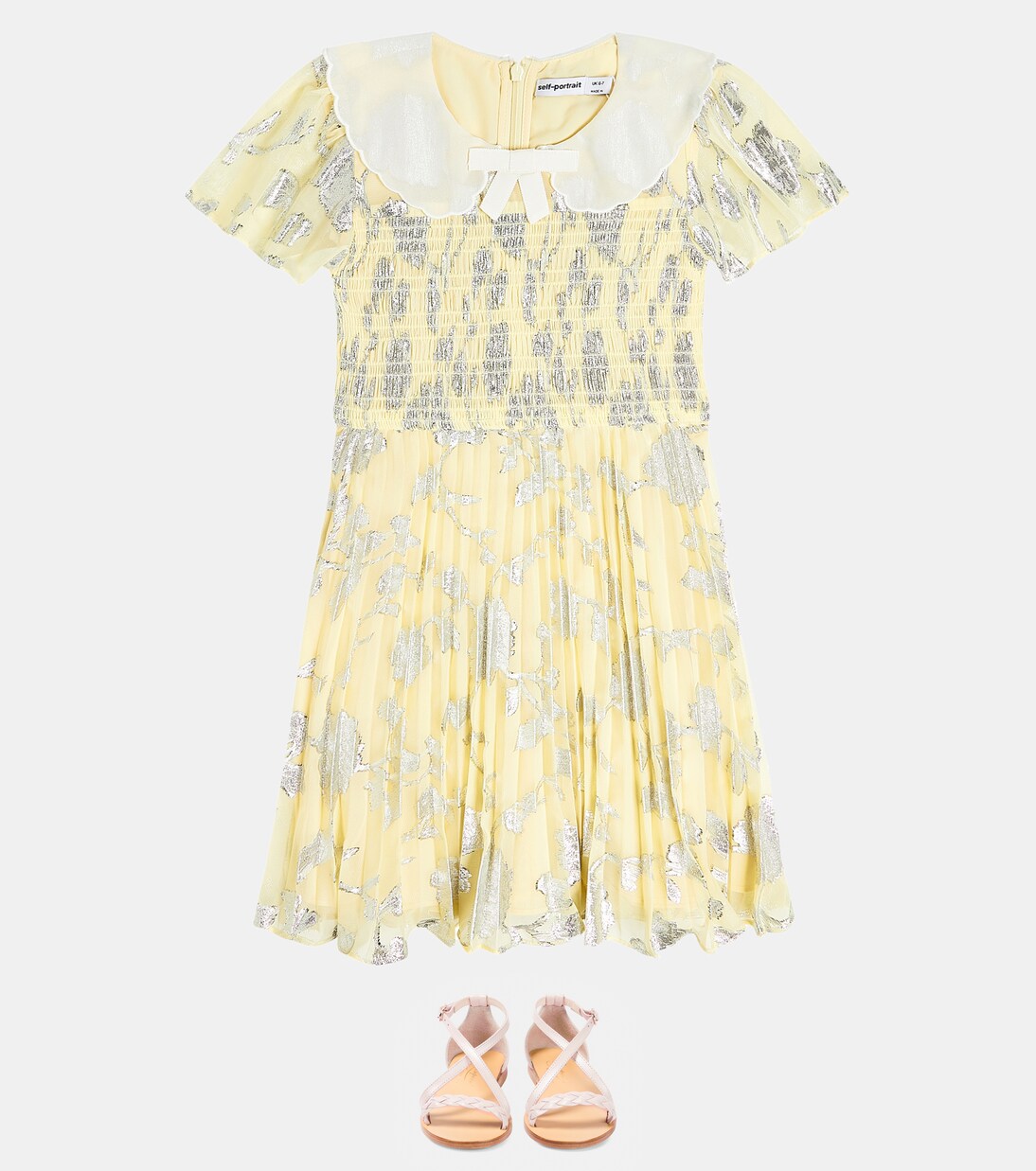 Metallic jaquard chiffon dress | Self-Portrait Kids