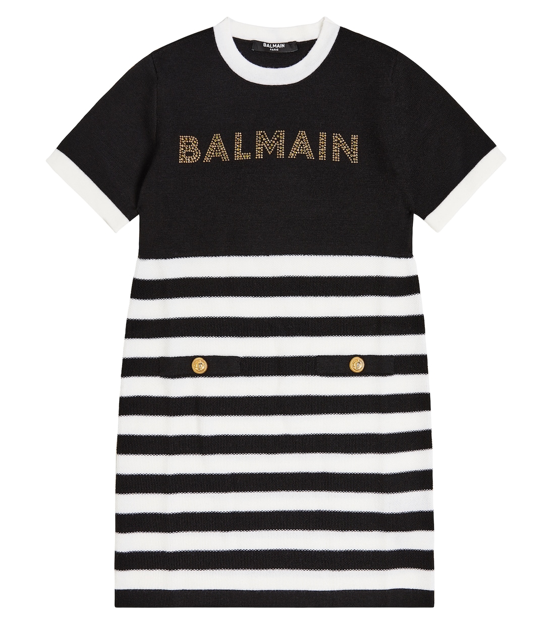 Striped logo jersey dress | Balmain Kids