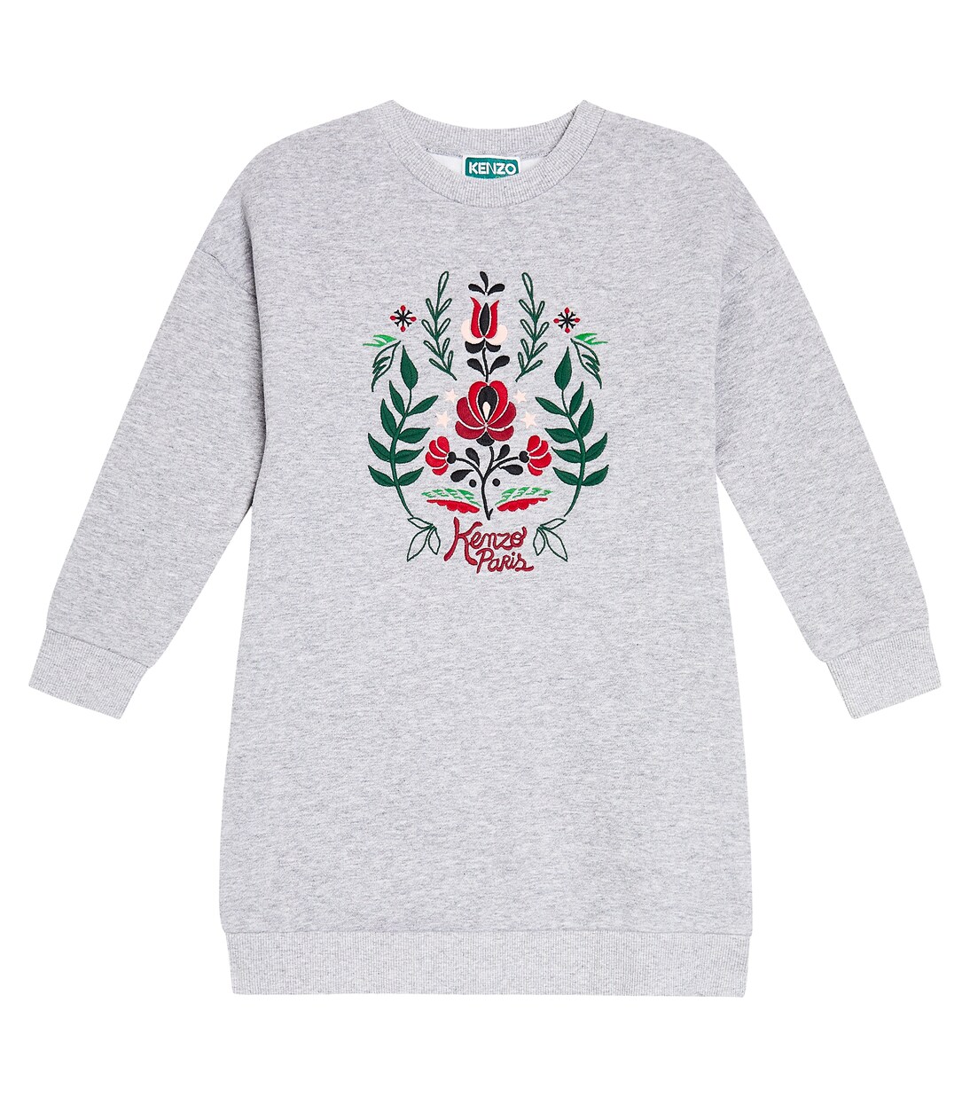 Embroidered cotton jersey sweatshirt dress | Kenzo Kids