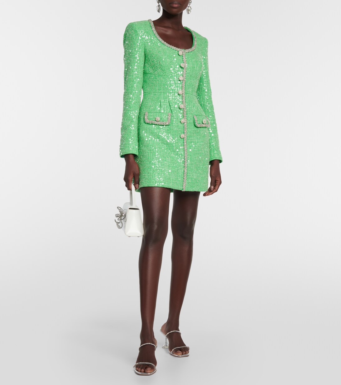 Robe en bouclé à sequins | Self-Portrait