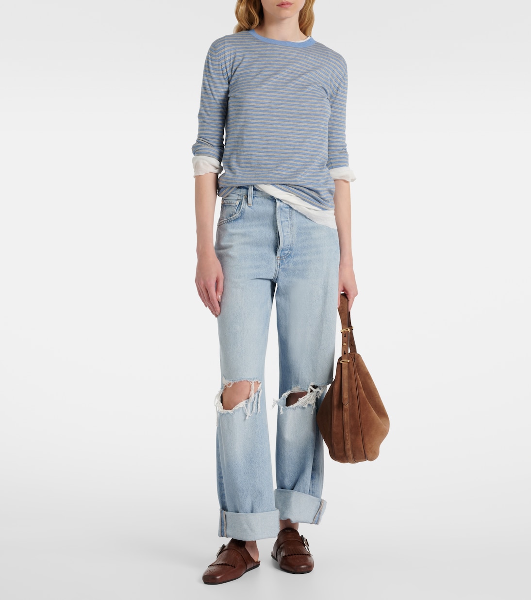 Ayla distressed mid-rise wide-leg jeans | Citizens of Humanity