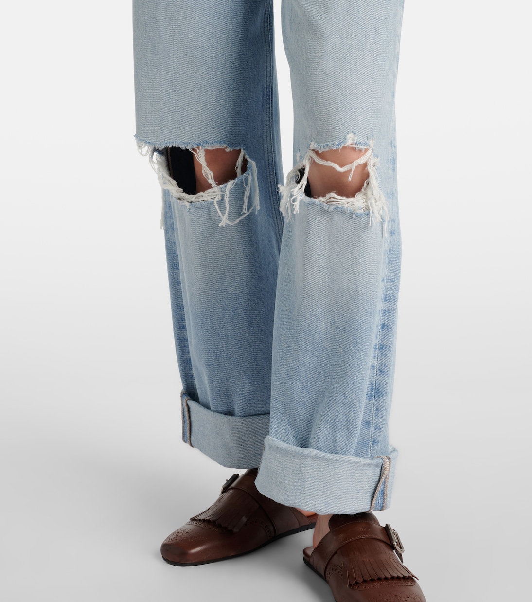 Ayla distressed mid-rise wide-leg jeans | Citizens of Humanity