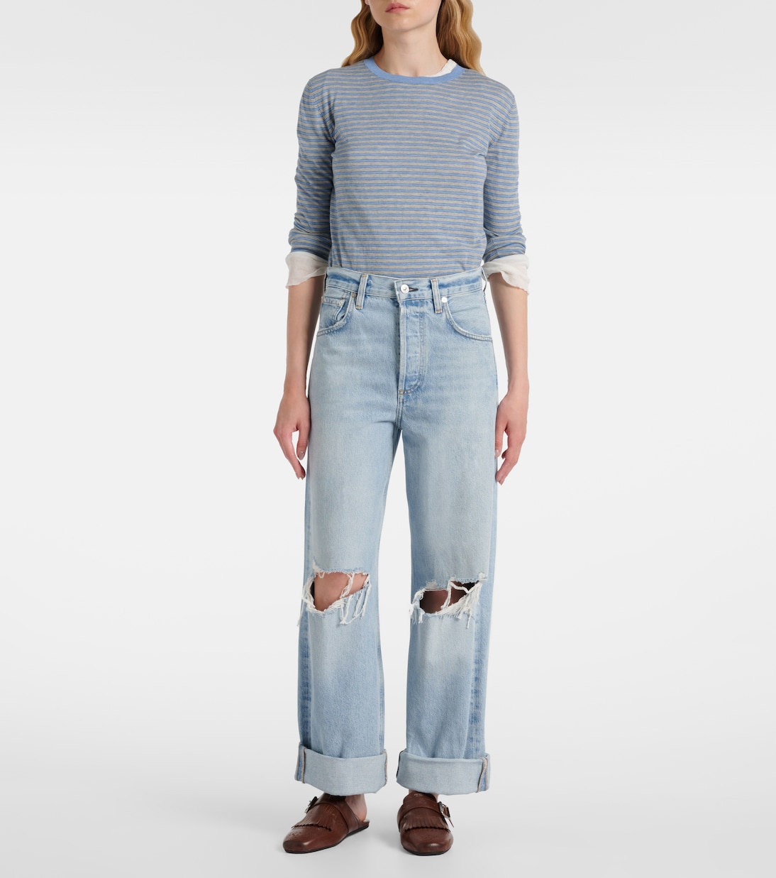 Ayla distressed mid-rise wide-leg jeans | Citizens of Humanity