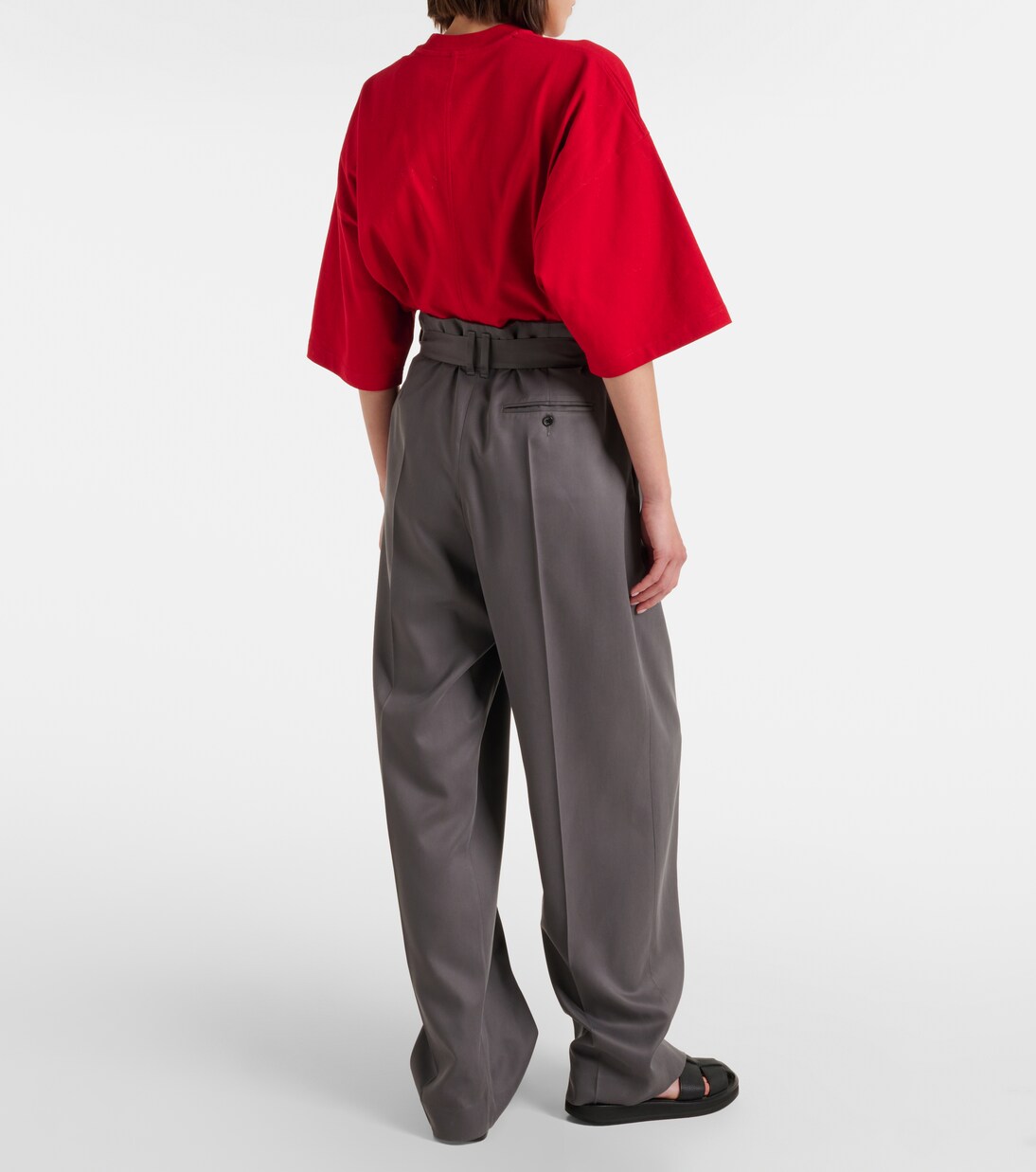 Gerade High-Rise-Hose Lonan aus Seide | The Row