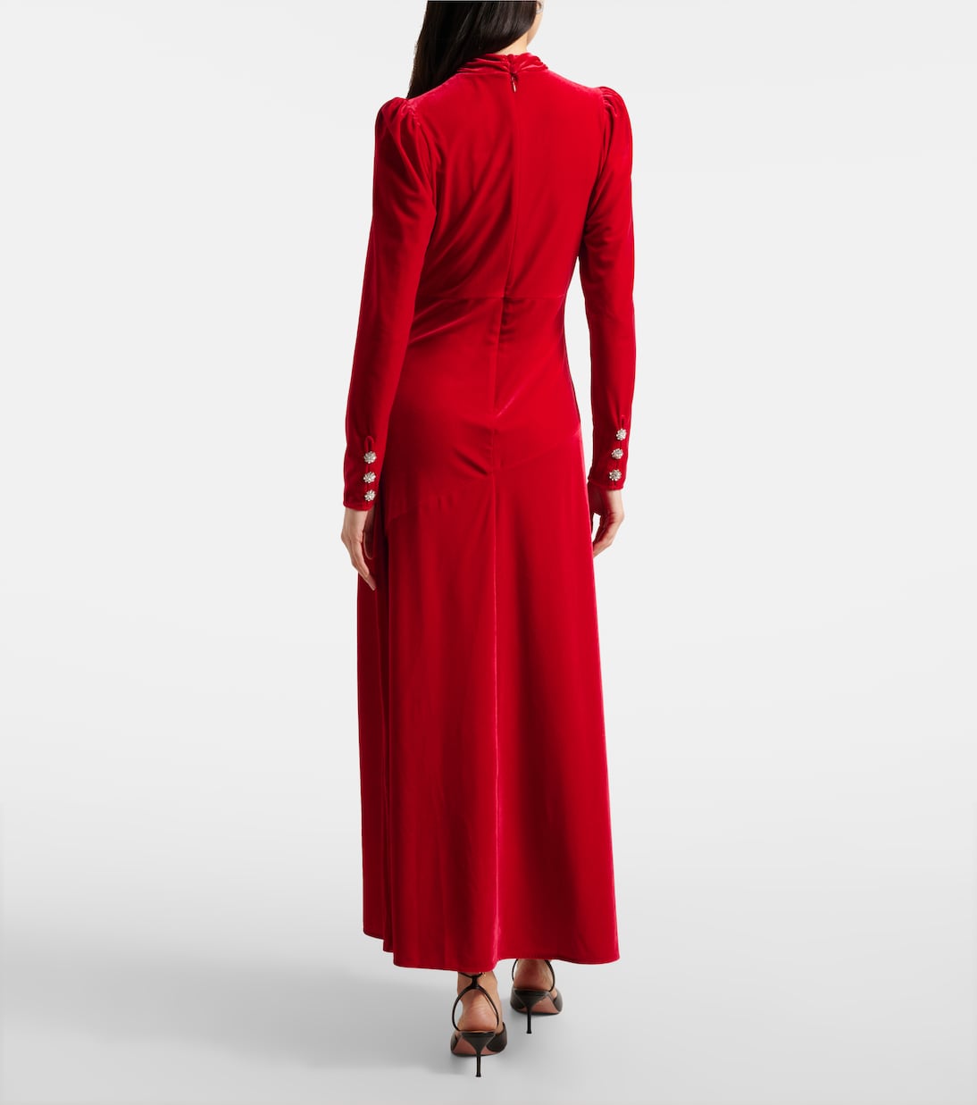 Abito midi in jersey di velluto | Ganni