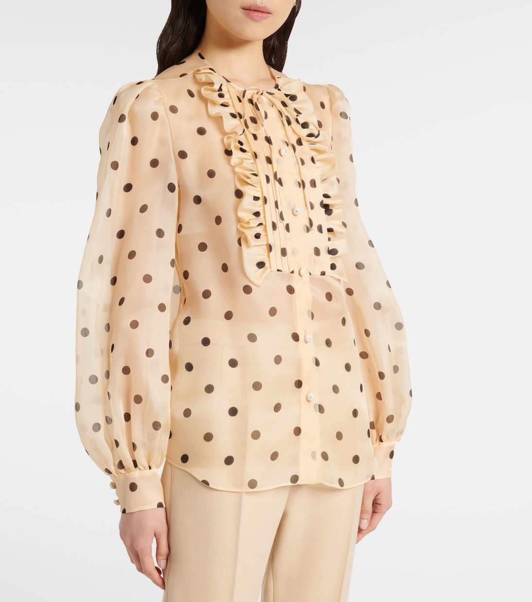 Blusa en organza de seda con lunares | Valentino