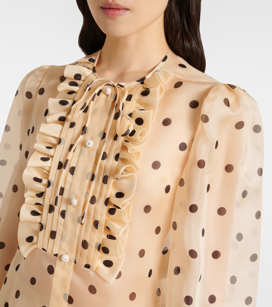 Blusa en organza de seda con lunares | Valentino