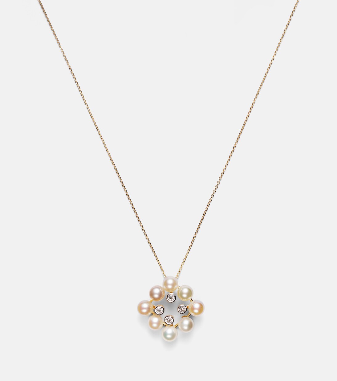 Collier Cluster en or 14 ct, perles et diamants | Mateo