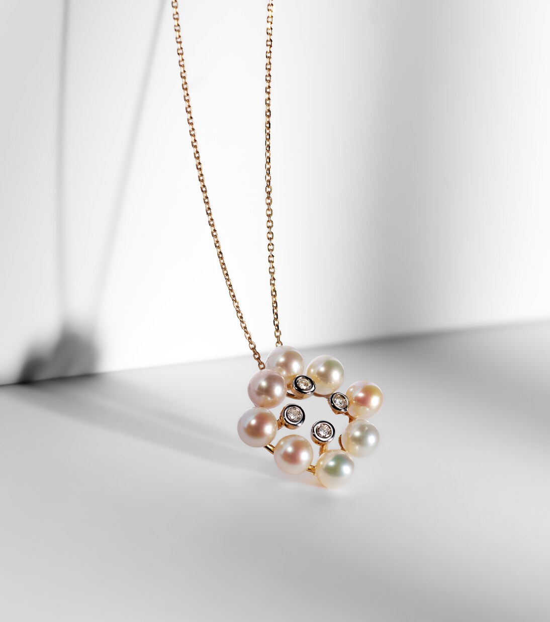 Collier Cluster en or 14 ct, perles et diamants | Mateo