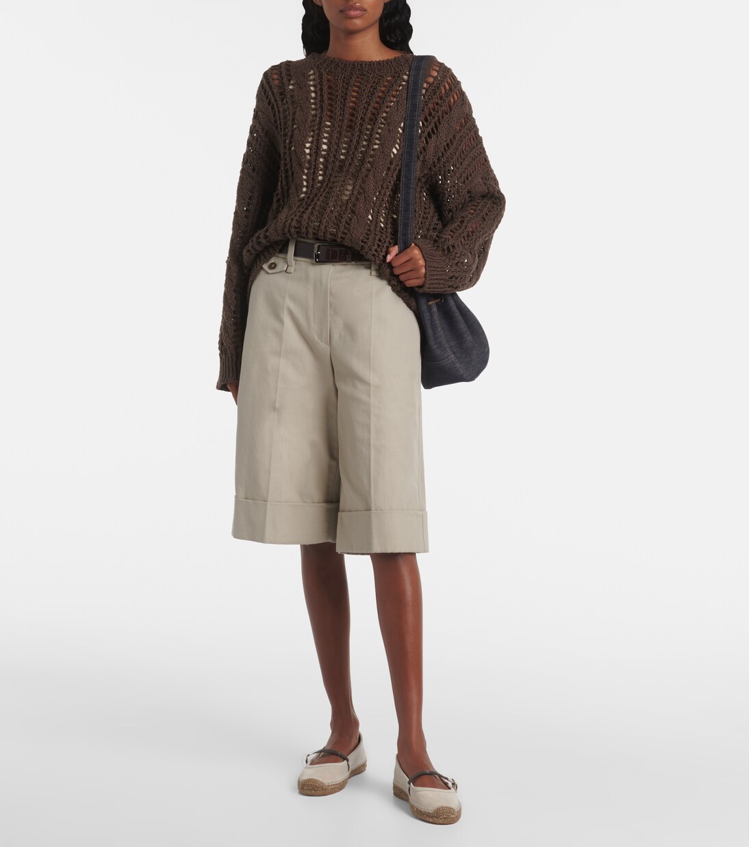 Monili珠饰绒面革草编鞋 | Brunello Cucinelli