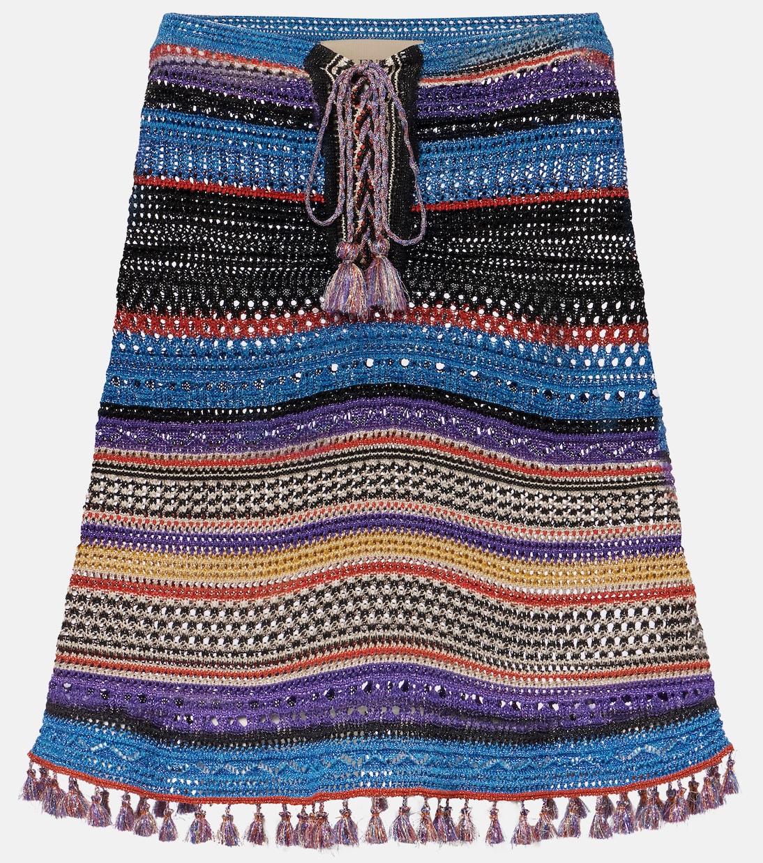Crochet striped lamé poncho | Valentino