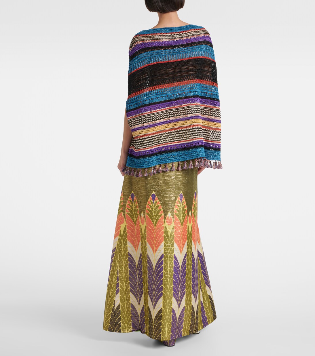 Crochet striped lamé poncho | Valentino