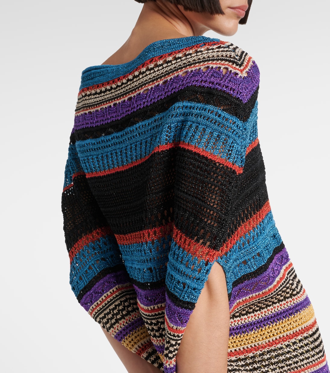 Crochet striped lamé poncho | Valentino