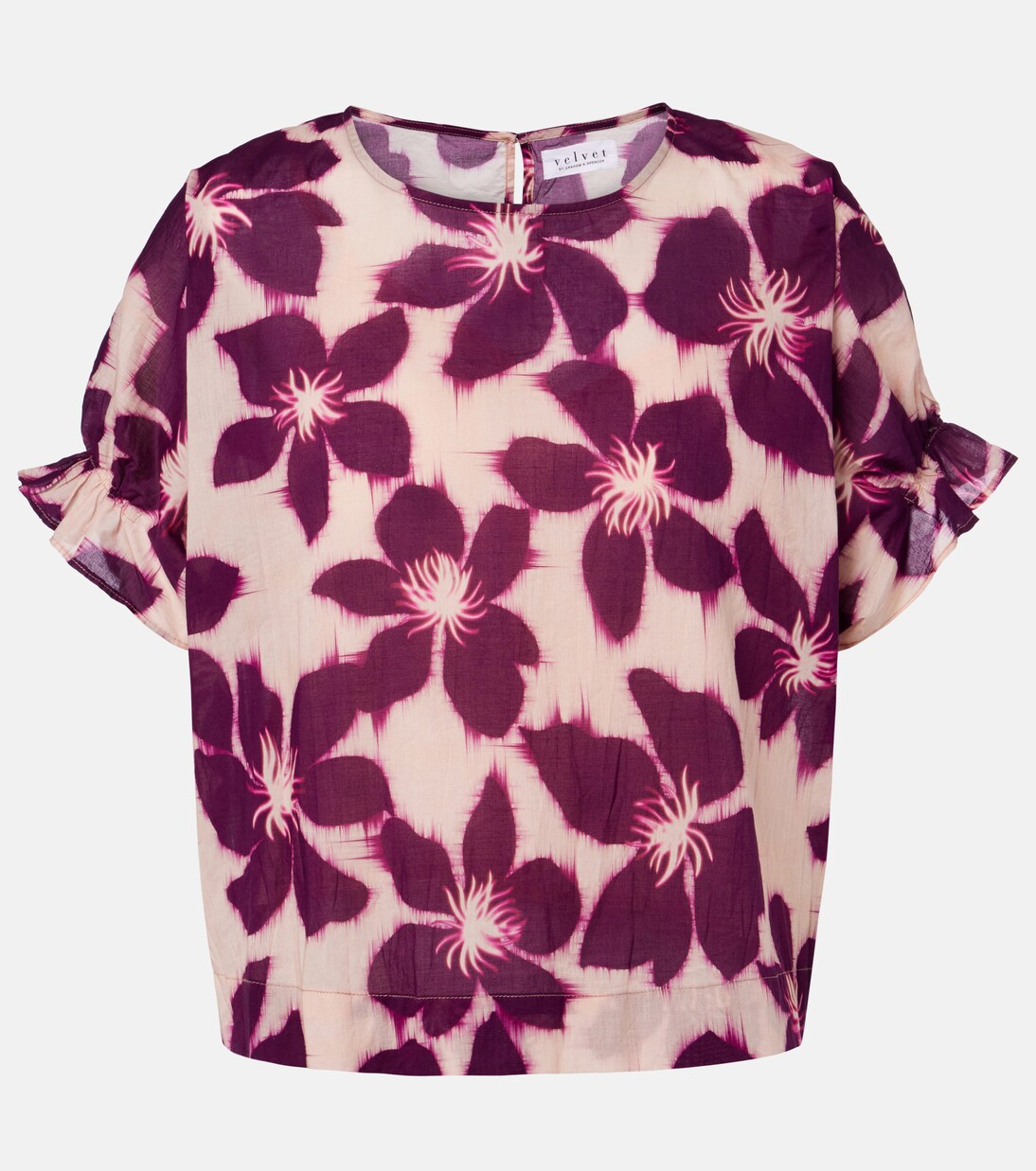 Delilah floral cotton poplin blouse | Velvet