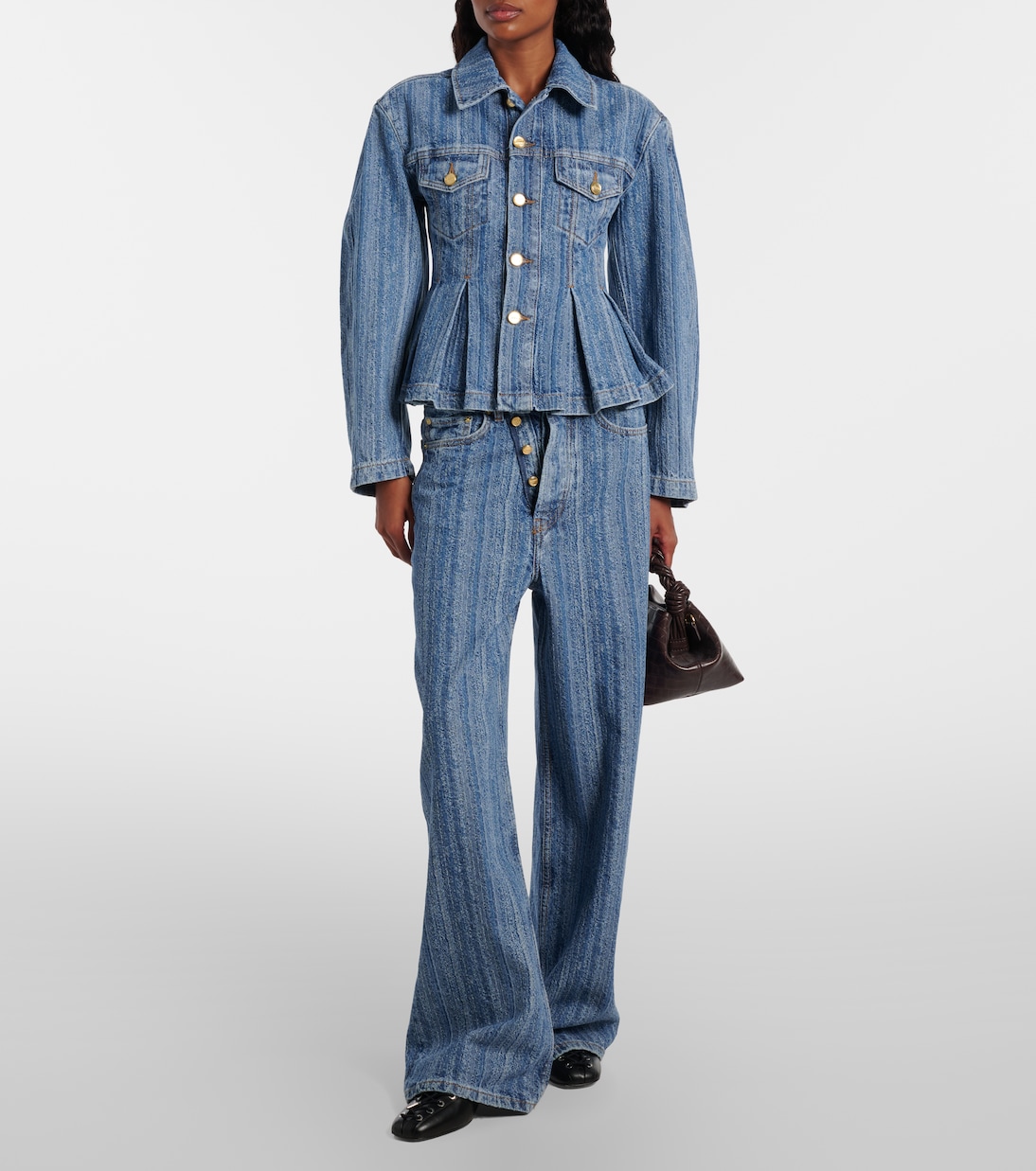 Striped wide-leg jeans | Ganni