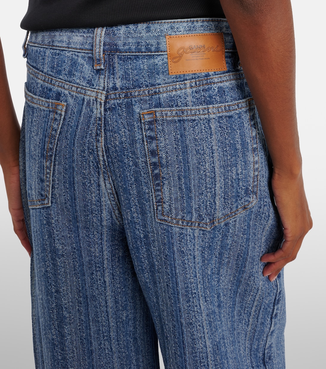 Striped wide-leg jeans | Ganni