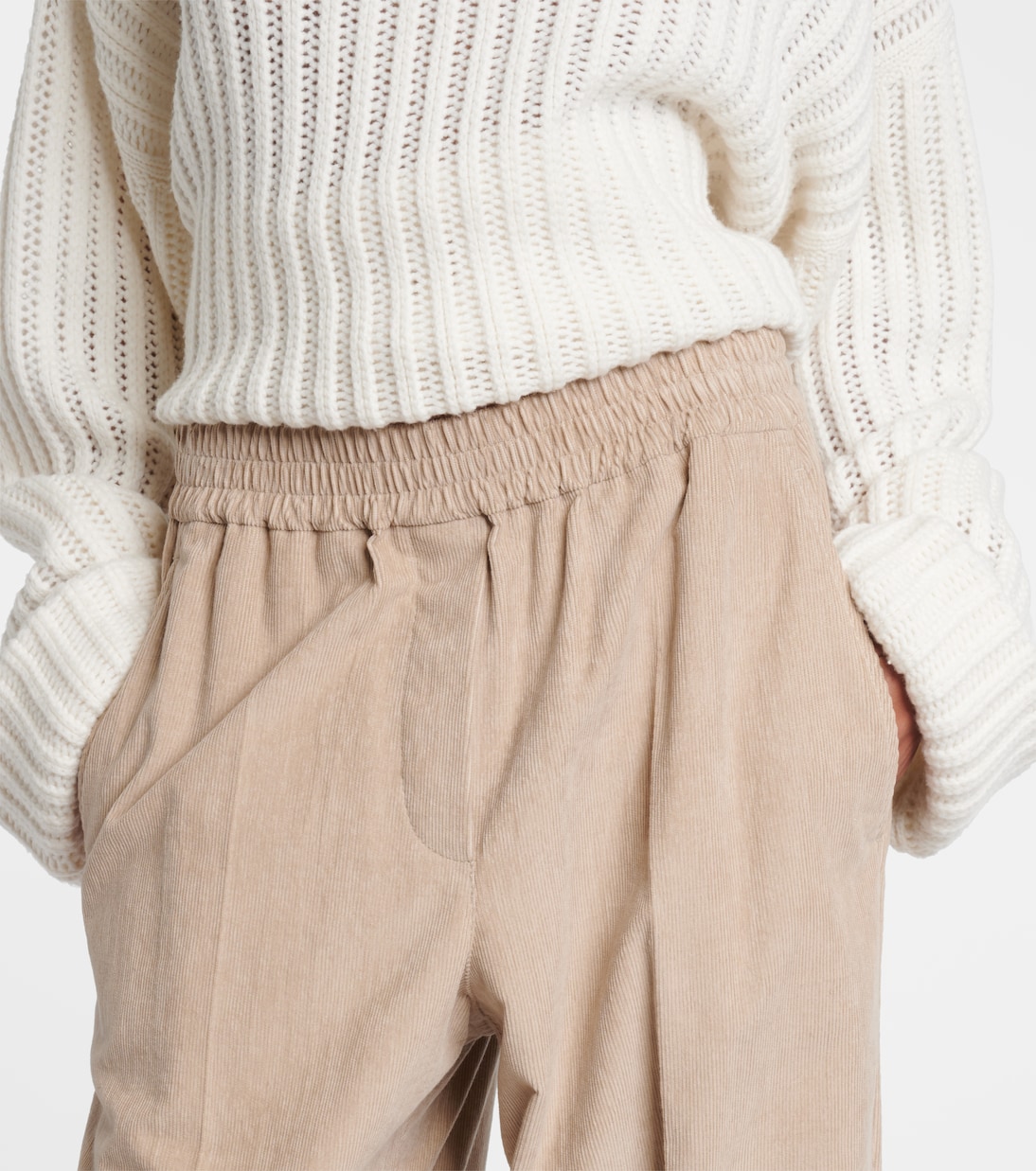 Cotton corduroy wide-leg pants | Brunello Cucinelli