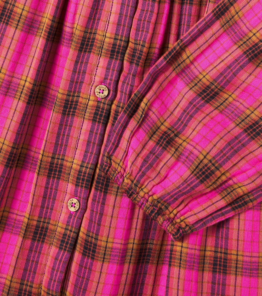 Embroidered floral checked cotton dress | Louise Misha