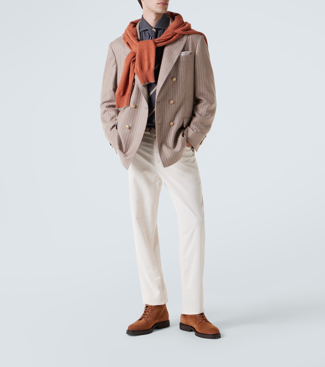 Blazer rayé en cachemire et soie | Brunello Cucinelli