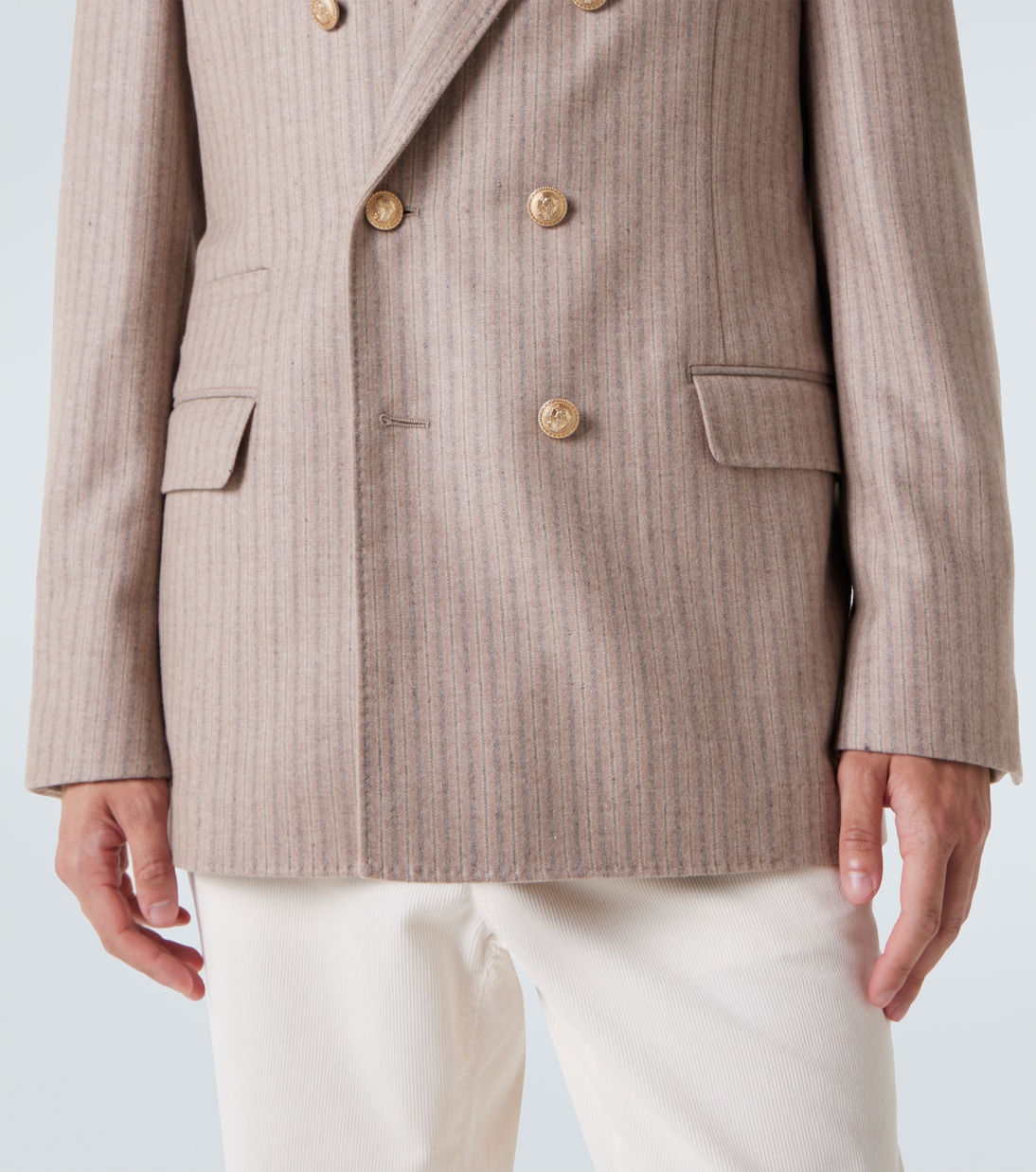 Blazer rayé en cachemire et soie | Brunello Cucinelli