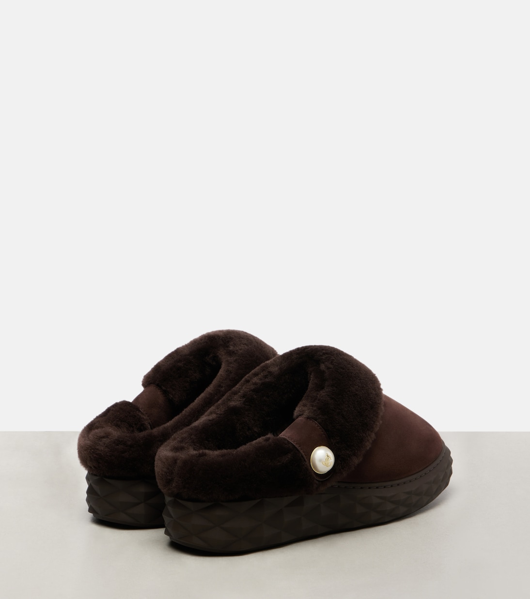 Slippers Diamond Maxi Mule F in suede | Jimmy Choo