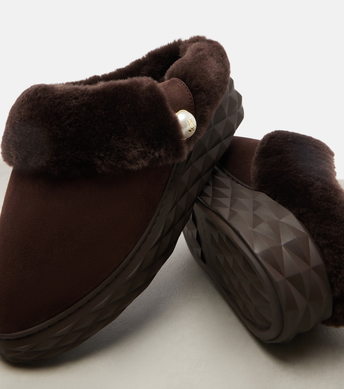 Slippers Diamond Maxi Mule F in suede | Jimmy Choo