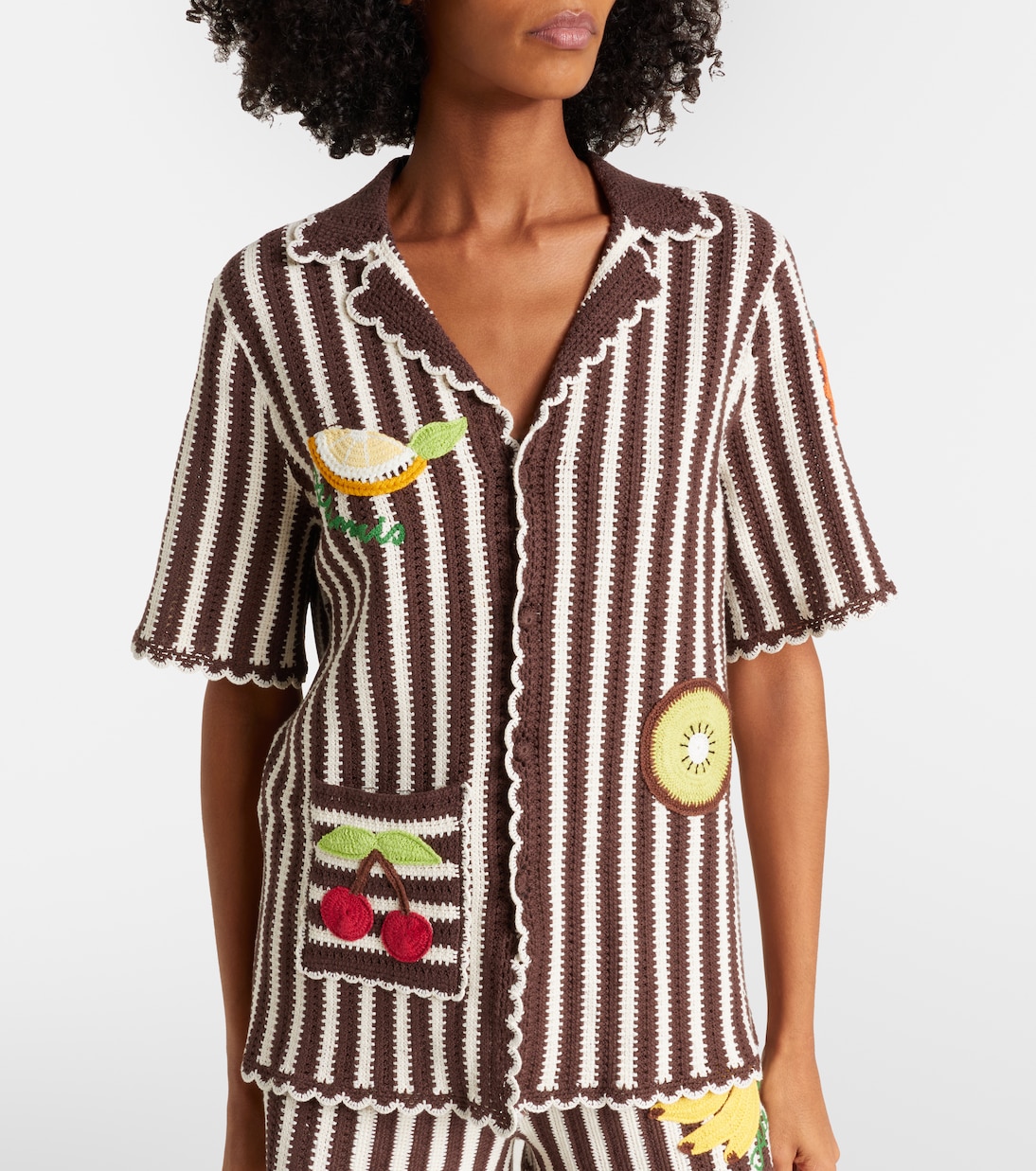 Sundae crochet cotton bowling shirt | Alémais