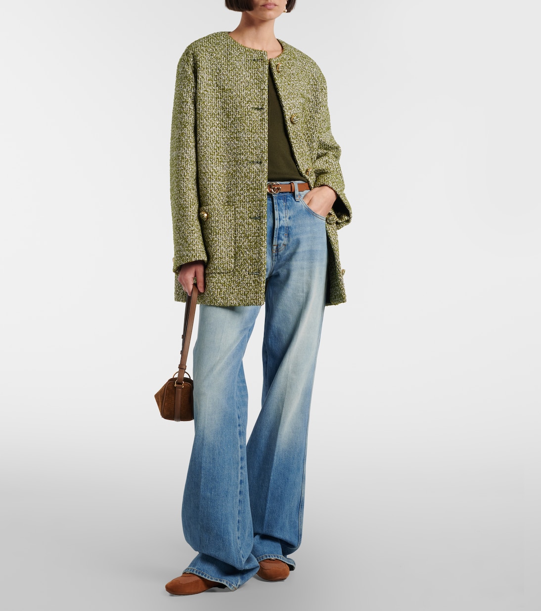 Schultertasche Half Horsebit aus Veloursleder | Gucci