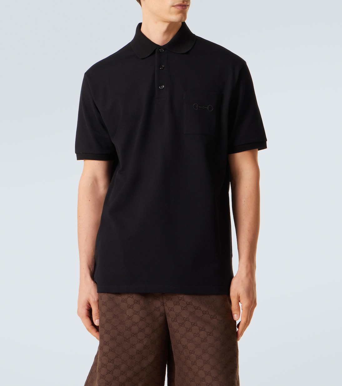 Horsebit cotton-blend piqué polo shirt | Gucci