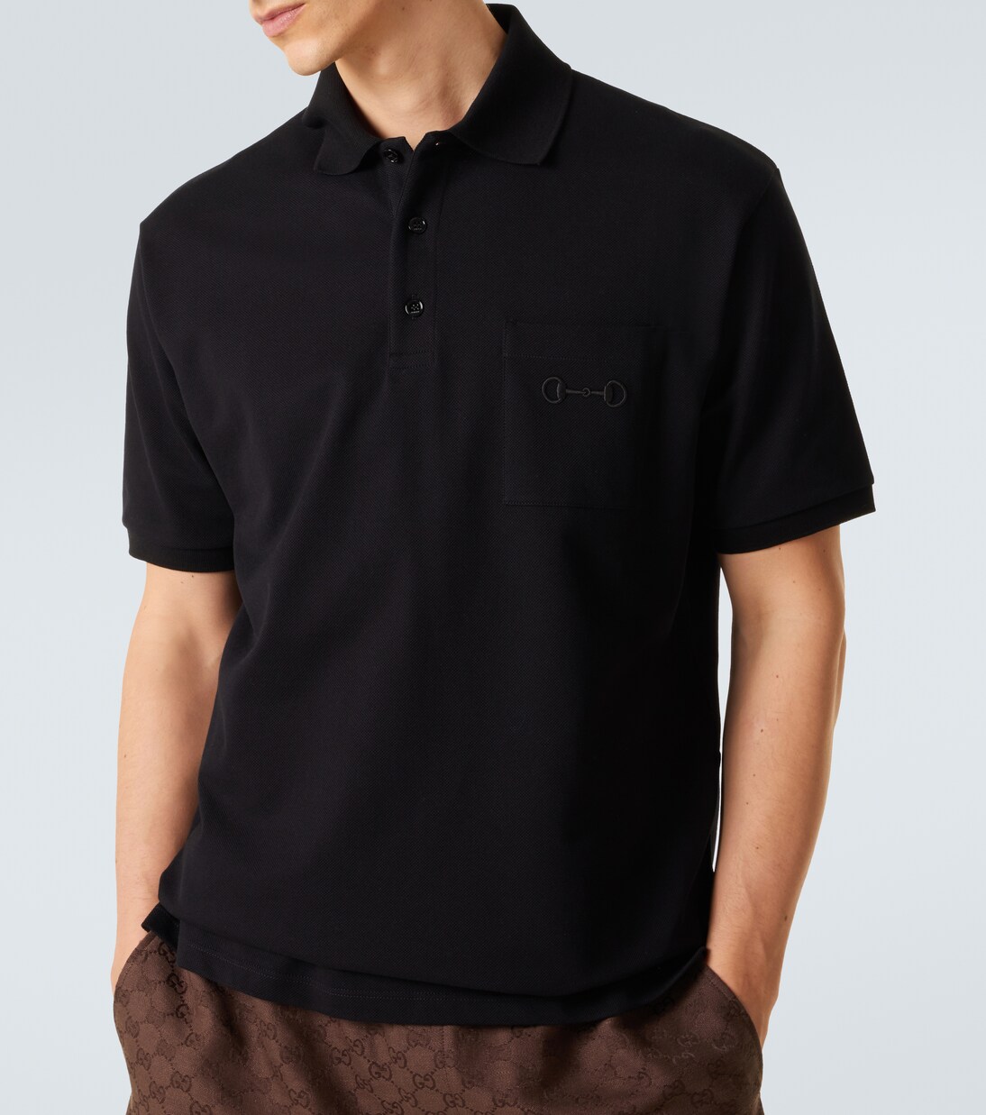 Horsebit cotton-blend piqué polo shirt | Gucci