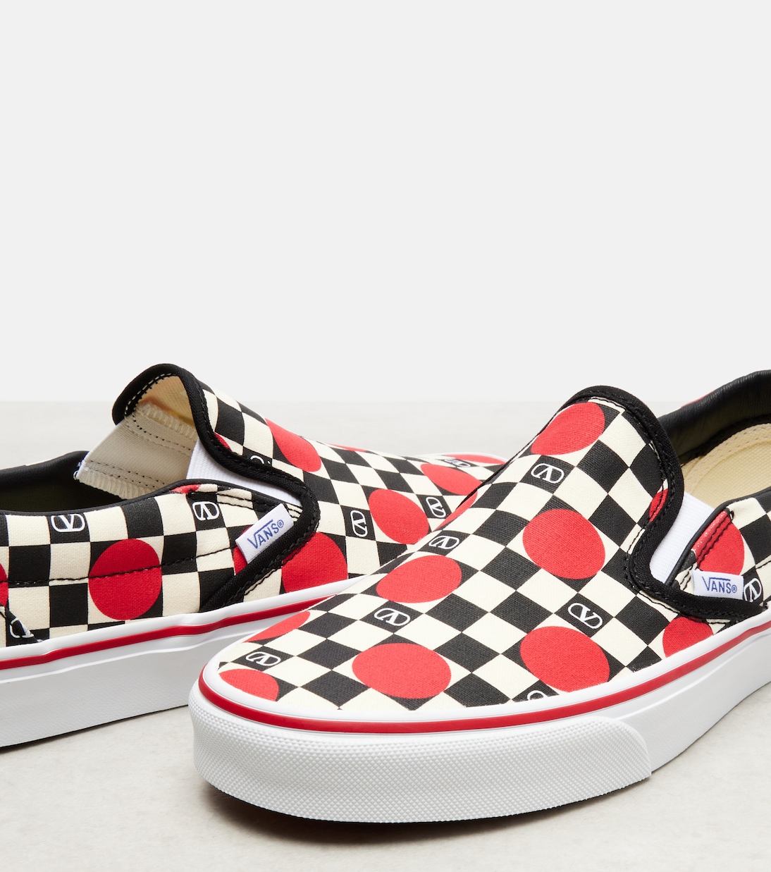x Vans VLogo checked canvas slip-on sneakers | Valentino Garavani