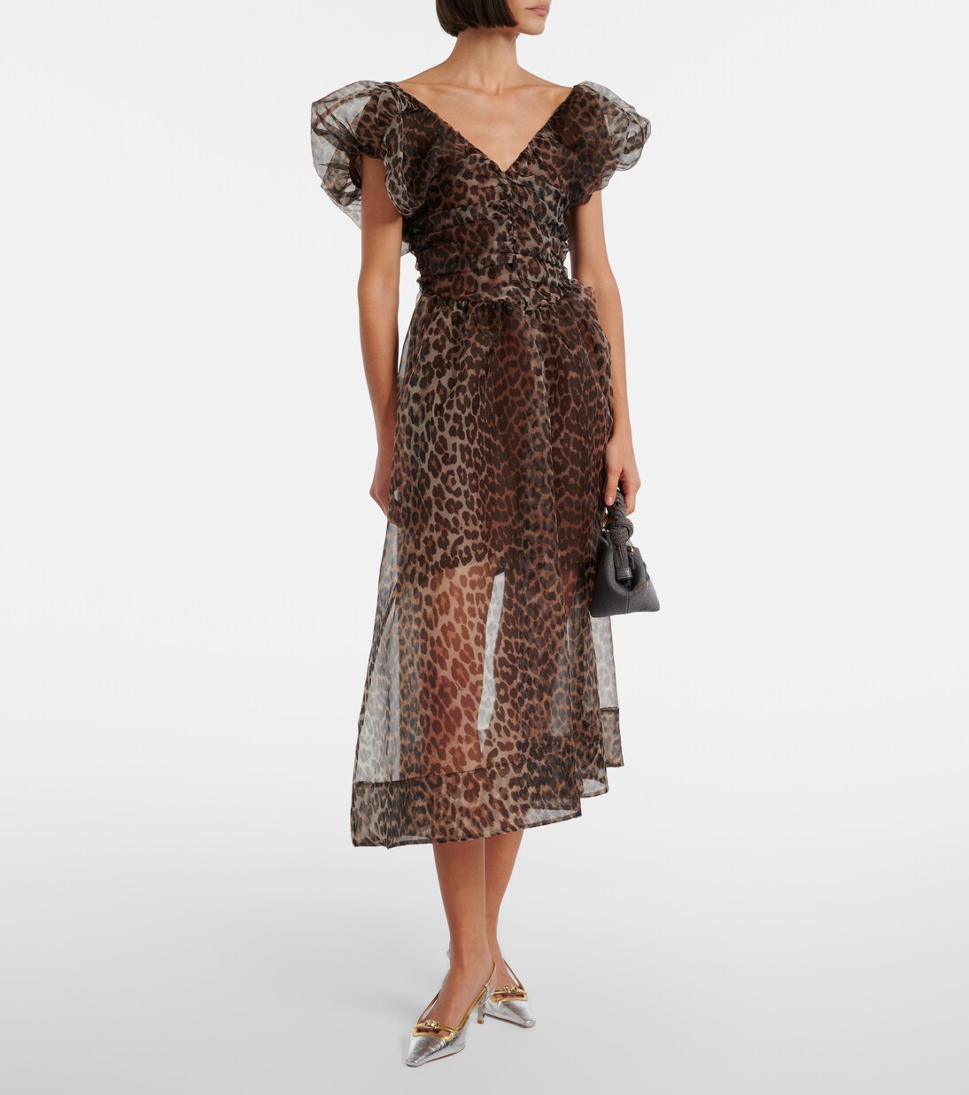 Bedrucktes Midikleid aus Organza | Ganni