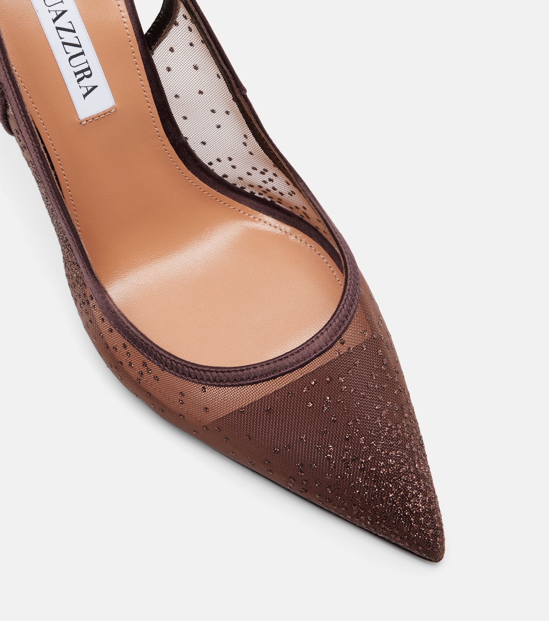 Bow Tie 105 glitter mesh slingback pumps | Aquazzura