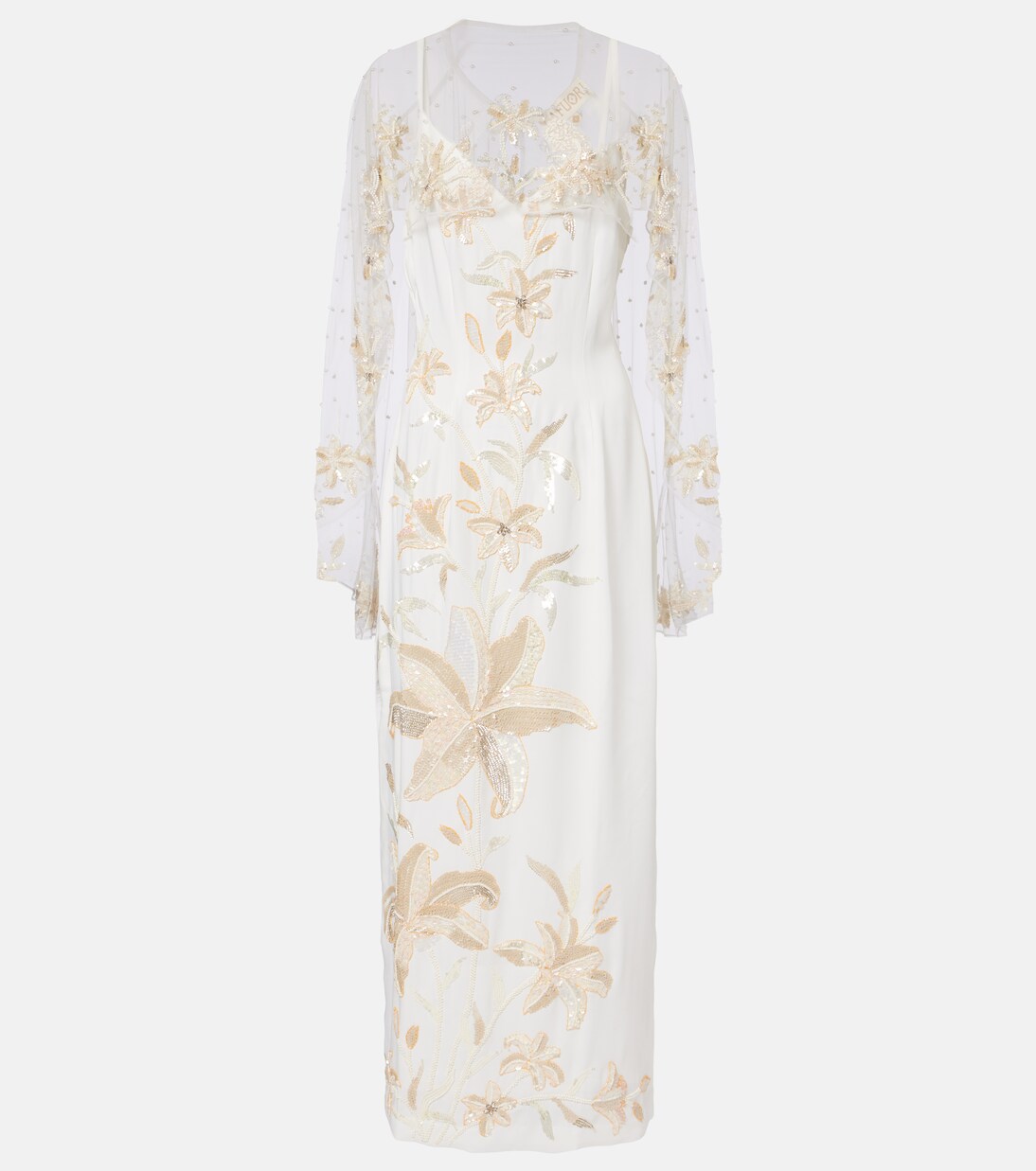 Ivory Garden embellished caped gown | Là Fuori