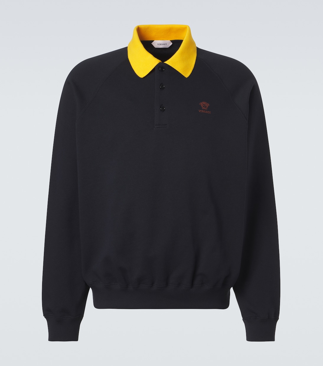 Embroidered cotton jersey polo sweatshirt | Versace