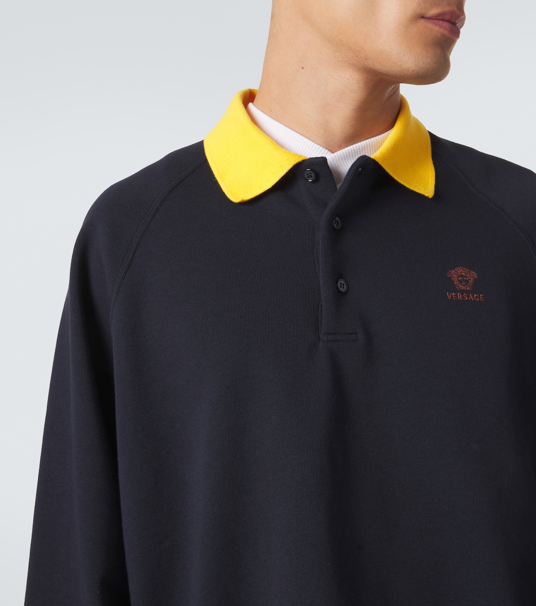 Embroidered cotton jersey polo sweatshirt | Versace
