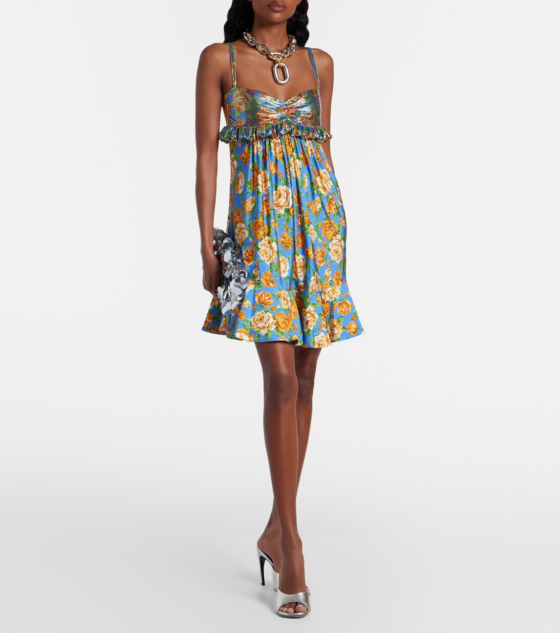 Floral chainmail minidress | Rabanne