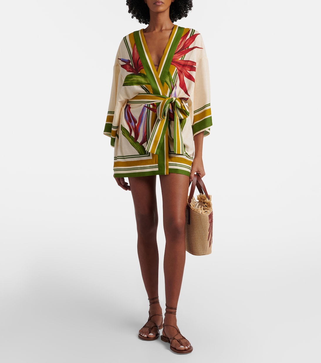 Strilitizia floral linen-blend kaftan | Farm Rio