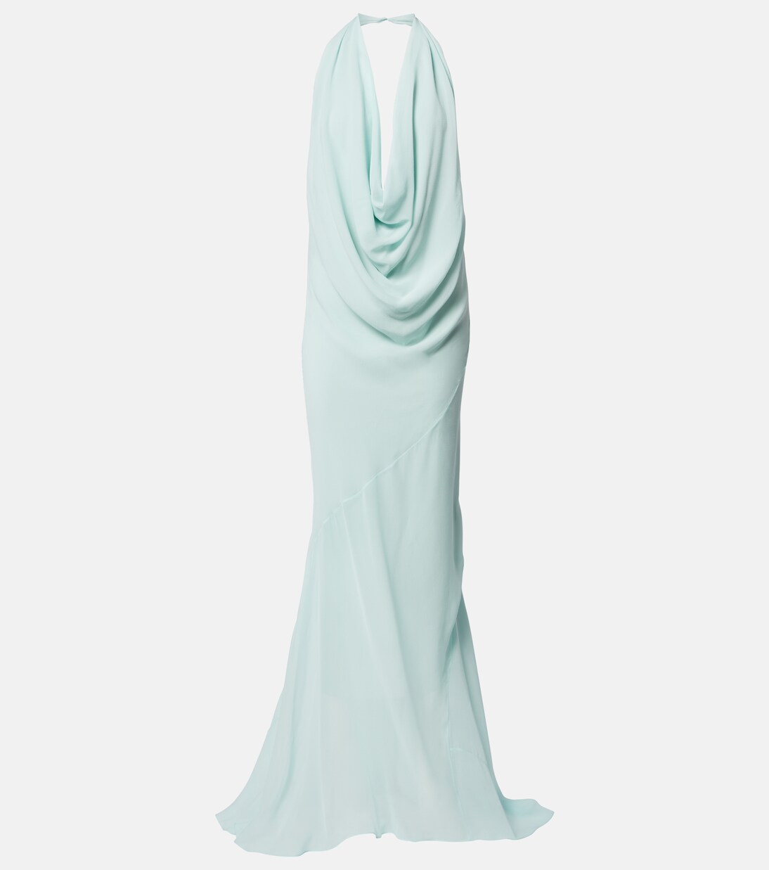 Draped sheer silk crêpe georgette gown | Mugler